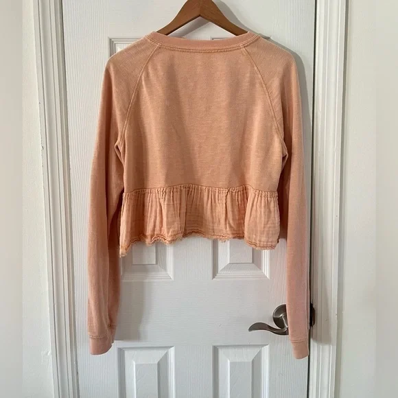 Free People Sweet Jane Pullover Top Sweatshirt blush pink- Size Medium - Picture 5 of 6